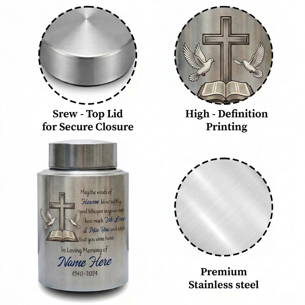 Personalized Bass Fishing Stainless Steel Cremation Urns For Human Ashes Fisherman Funeral Tribute Bereavement Resting Place Small Large Size Memorial Keepsake Urn, Memorial Gift, In Loving Memory - Image 3