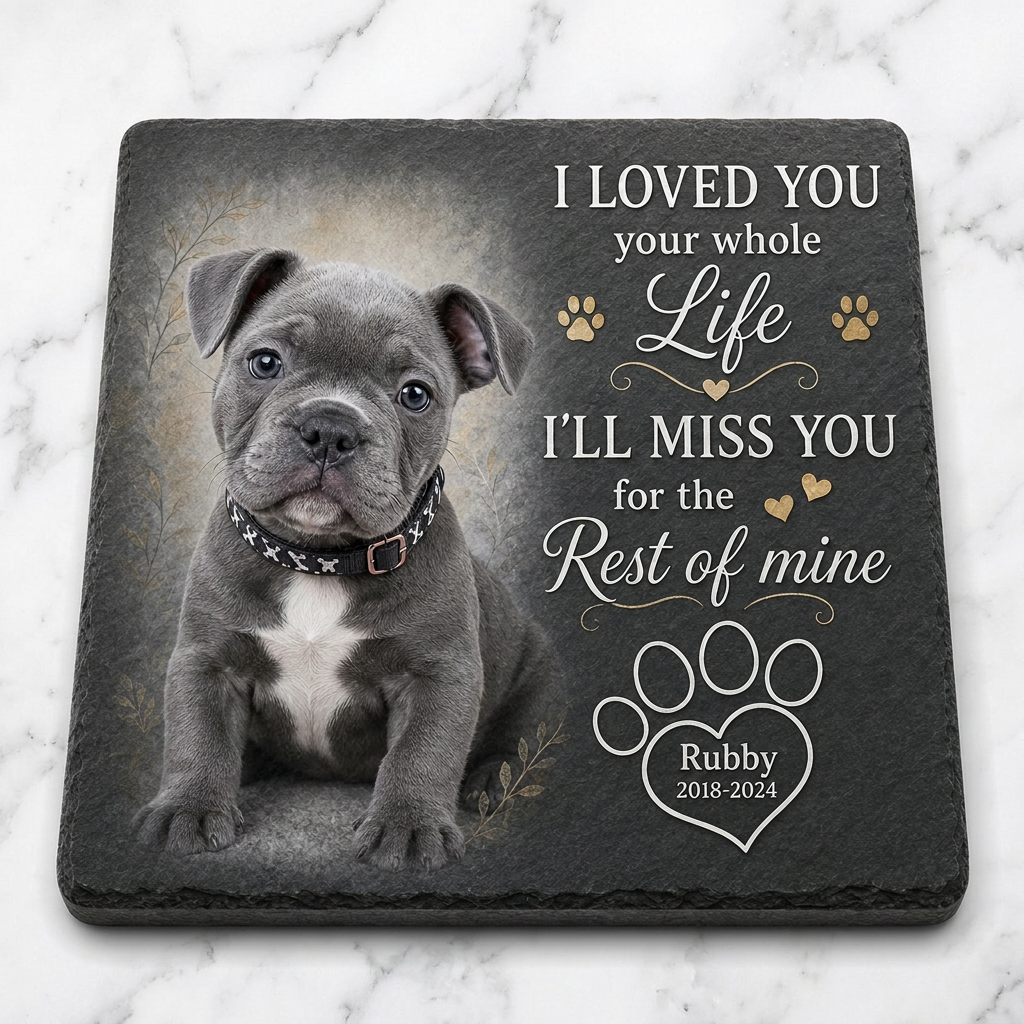 Personalized Pet Memorial Garden Stone – Custom Dog Photo Plaque for Pet Loss - Image 3
