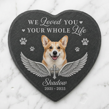 Personalized Pet Memorial Heart Shaped Garden Stone with Photo – Dog Loss Gift - Image 3
