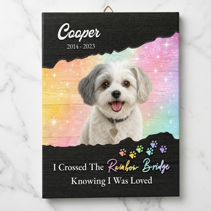 Personalized Dog Photo Memorial Wall Canvas Rainbow Bridge Pet Loss Gift - Image 3