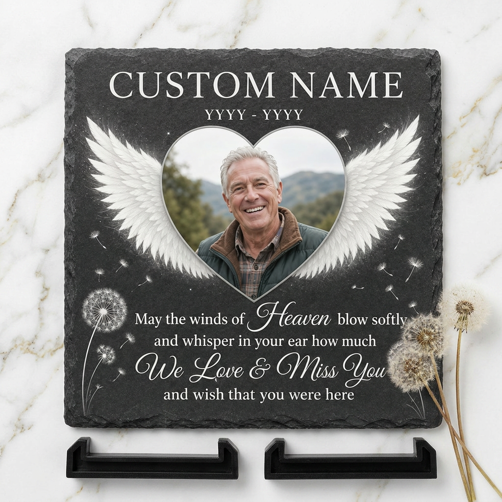 Personalized Memorial Garden Stone Slate Plaque with Photo – Gift for Loss of Loved One - Image 3