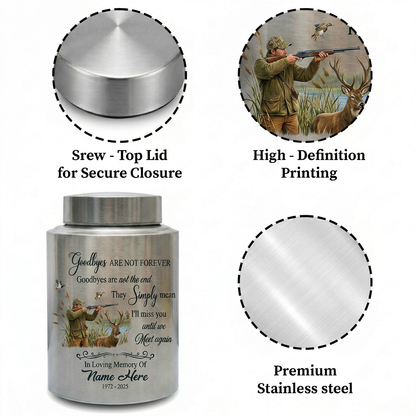 Personalized Deer Hunting Stainless Steel Urn for Human Ashes, Hunter Tribute Bereavement Receptacle Custom Name Date, UV Print Container, Memorial Keepsake Urn, Memorial Gift, In Loving Memory - Image 3