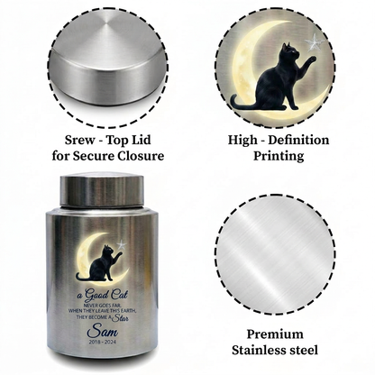 Personalized Cat Memorial Stainless Steel Urn for Pet Ashes, Sympathy Gifts for Cat Lovers, Custom Name and Date, Small and Large Sizes, Memorial Keepsake Urn, Memorial Gift, In Loving Memory - Image 3