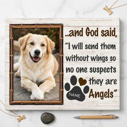 Personalized Dog Memorial Canvas Custom Pet Photo Wall Art God Said Angels Gift - Image 3