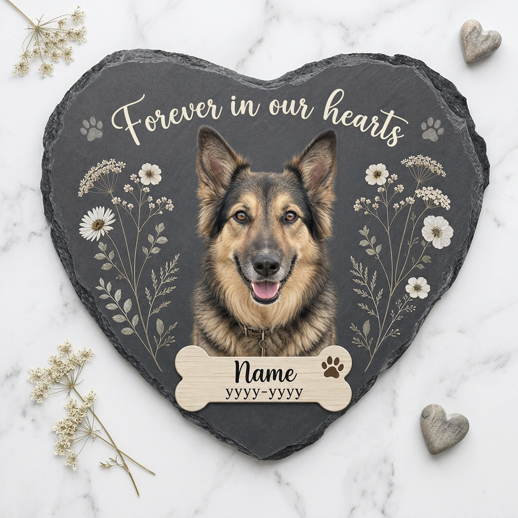 Personalized Pet Memorial Slate Stone with Photo, Custom Dog Loss Gift - Image 3