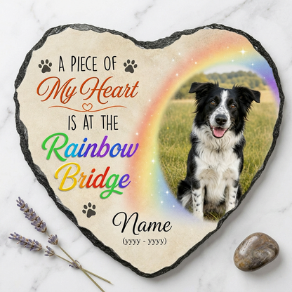 Personalized Rainbow Bridge Dog Memorial Garden Stone Custom Photo Pet Loss Gift - Image 3