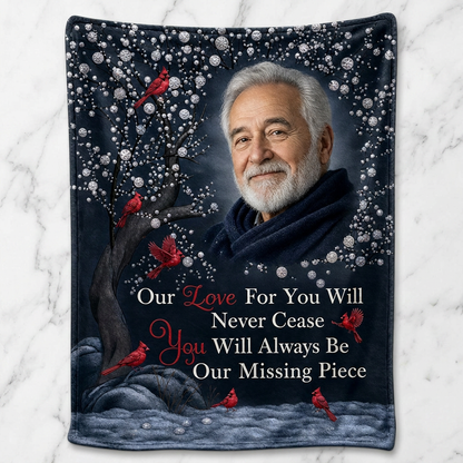 Personalized Photo Memorial Fleece Blanket with Cardinals - Sympathy Gift for Loss of Loved One - Image 3