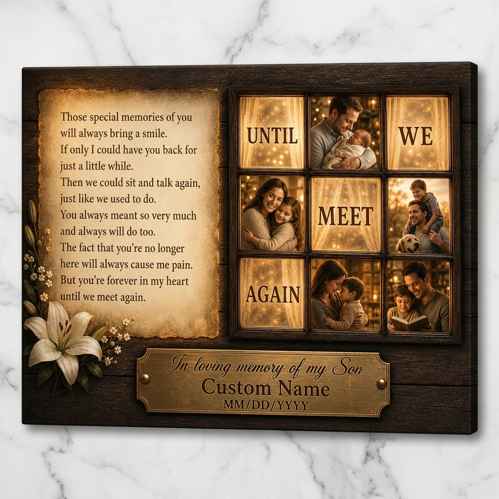 Personalized Loss of Son Memorial Wall Canvas Photo Collage Remembrance Sympathy Gift - Image 3