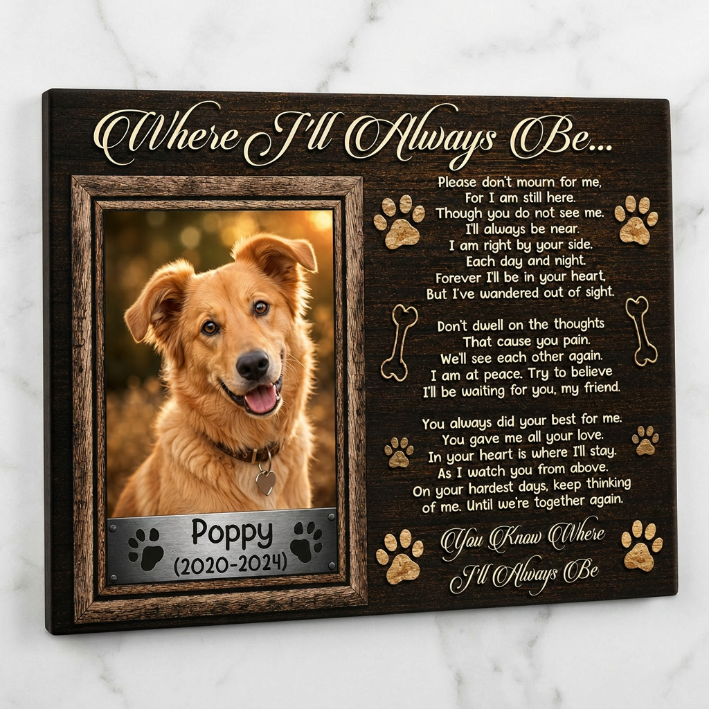 Personalized Dog Memorial Canvas Wall Art - Custom Pet Photo & Name Remembrance Sign for Pet Loss - Image 3