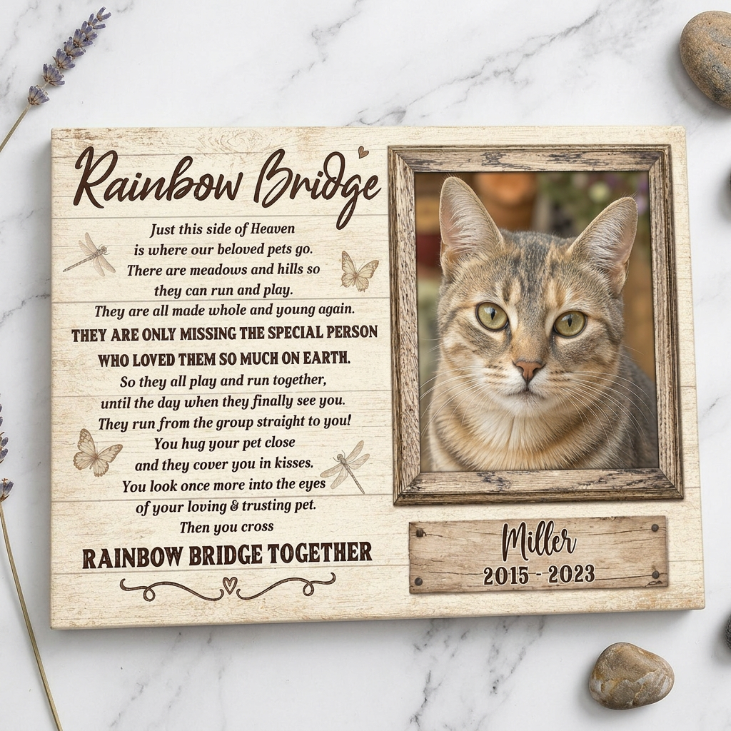 Personalized Cat Memorial Canvas Wall Art - Rainbow Bridge Pet Loss Remembrance Gift - Image 3