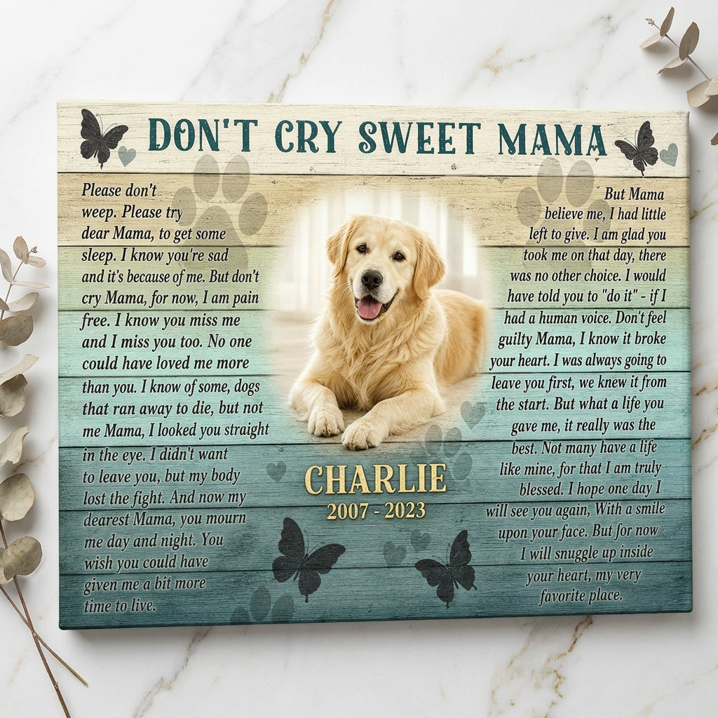 Personalized Dog Memorial Wall Canvas, Custom Pet Photo Sympathy Gift for Loss of a Dog Mom - Image 3