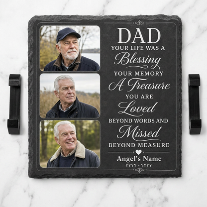 Personalized Dad Memorial Photo Slate Garden Stone, Father Remembrance Gift - Image 3