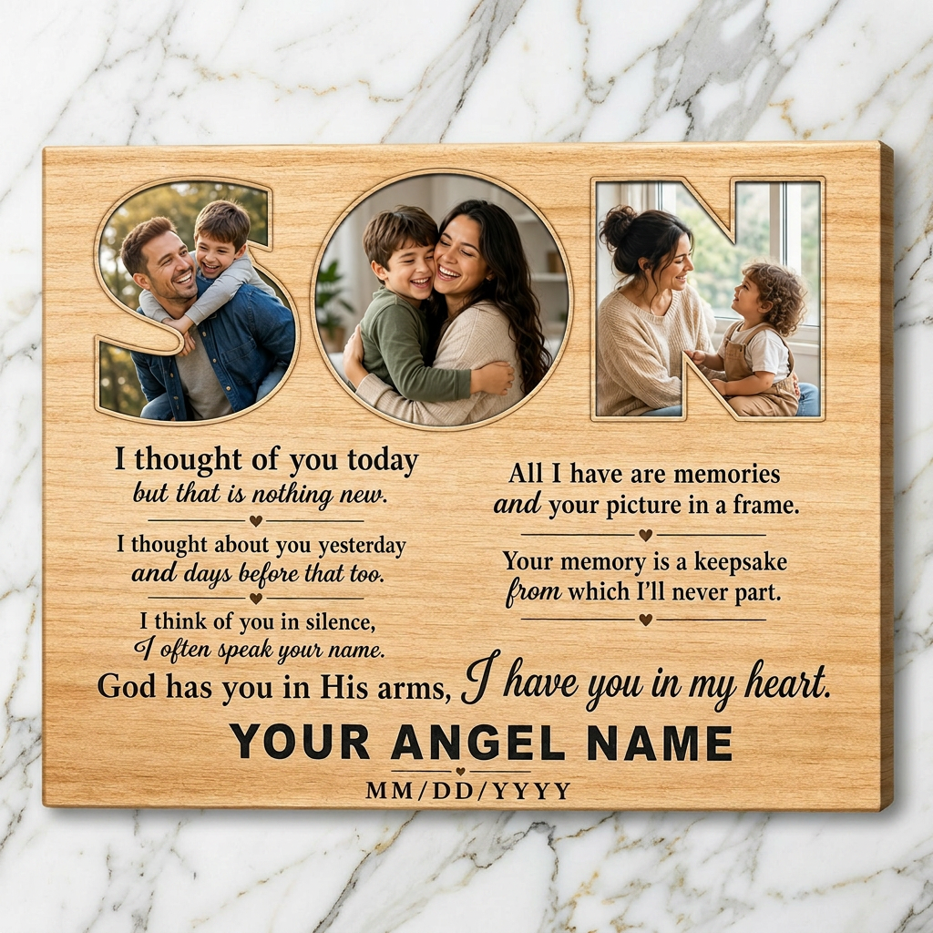 Personalized Son Memorial Wall Canvas With Photos Gift for Loss of Son - Image 3