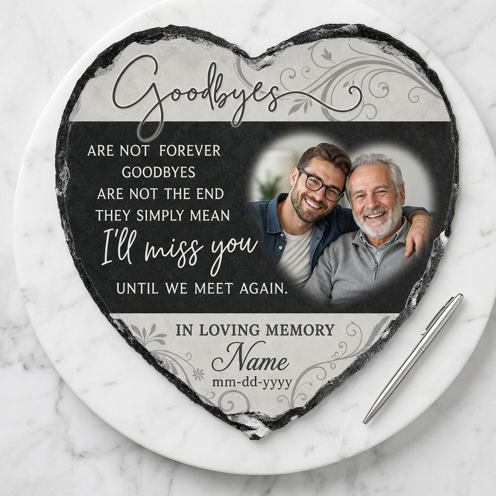 Personalized Heart-Shaped Memorial Slate with Photo – In Loving Memory Gift - Image 3
