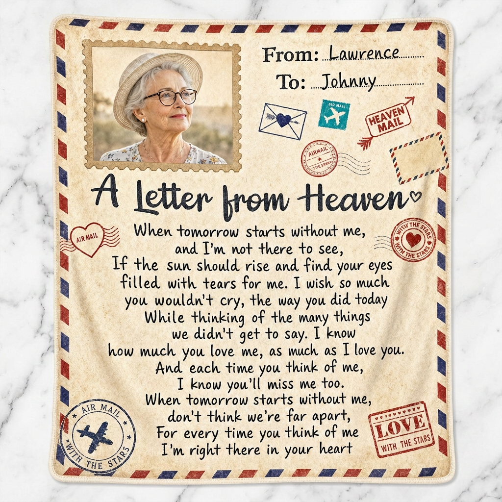 Personalized Memorial Photo Fleece Blanket - Letter From Heaven Sympathy Gift for Family - Image 3