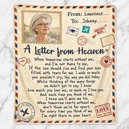 Personalized Memorial Photo Fleece Blanket - Letter From Heaven Sympathy Gift for Family - Image 3