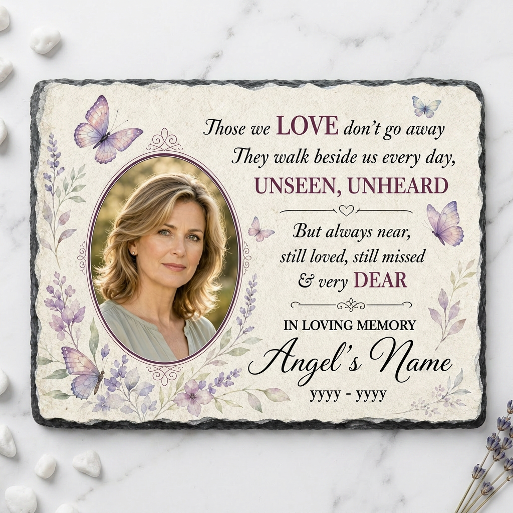 Personalized Parents Memorial Photo Slate Stone – Sympathy Gift for Loss - Image 3
