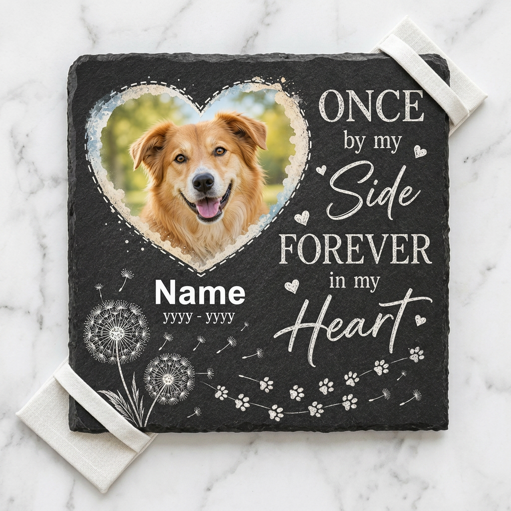 Personalized Dog Memorial Photo Rock Slate Garden Stone – Pet Loss Gift - Image 3