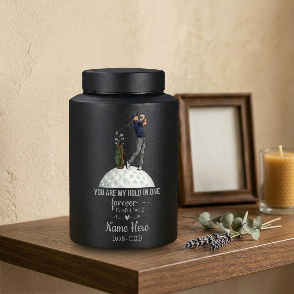 Personalized Golf Players Golfing UV Print Stainless Steel Urn for Adult Male Human Ashes Dad Grandpa Husband Loss Large Decorative Memorial Keepsake Urn, Memorial Gift, In Loving Memory - Image 4