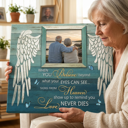 Personalized Signs From Heaven Memorial Canvas Wall Art Angel Wings Sympathy Gift - Image 4