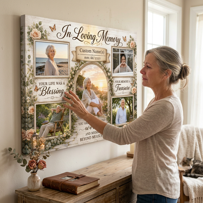 Personalized Memorial Photo Collage Wall Canvas In Loving Memory Sympathy Remembrance Gift - Image 4