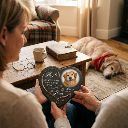 Personalized Dog Memorial Garden Stone - Paw Angel Wings Pet Loss Gift - Image 4