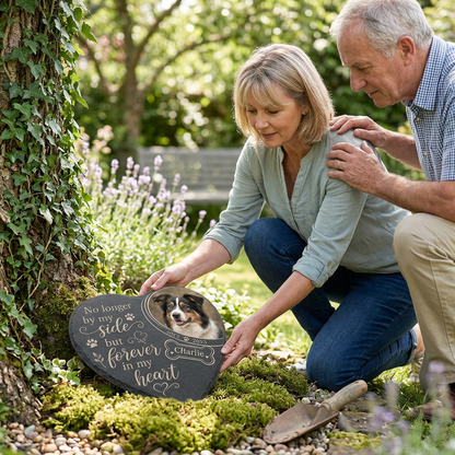 Personalized Heart-Shaped Pet Memorial Garden Stone with Photo for Dog Loss - Image 4