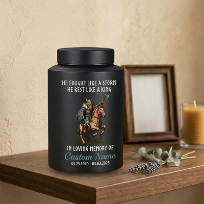 Personalized Valhalla Viking Nordic Runes UV Printed Stainless Steel Cremation Urn for Father Husband Veteran Ash Storage 5.9in & 7.5in Memorial Keepsake Urn, Memorial Gift, In Loving Memory - Image 4