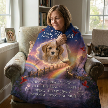 Personalized Pet Memorial Photo Fleece Blanket - A Hug From Heaven Dog Loss Sympathy Gift - Image 4