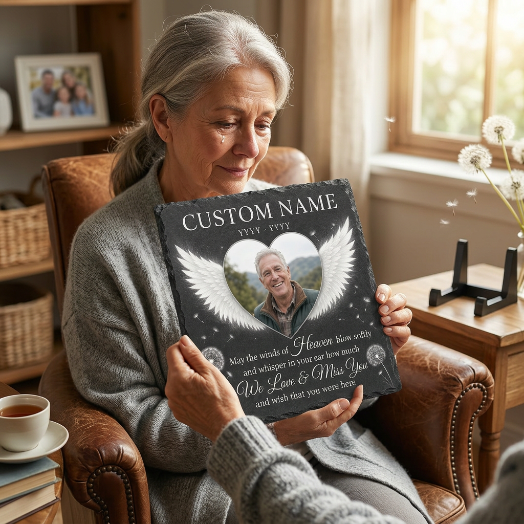 Personalized Memorial Garden Stone Slate Plaque with Photo – Gift for Loss of Loved One - Image 4