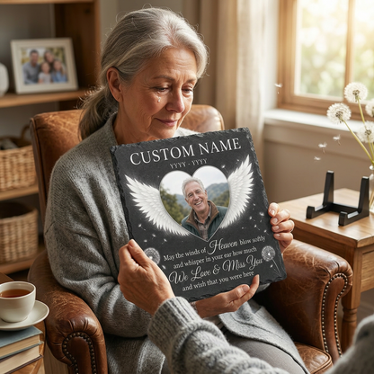 Personalized Memorial Garden Stone Slate Plaque with Photo – Gift for Loss of Loved One - Image 4