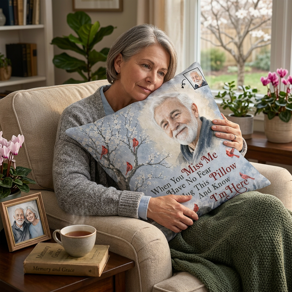 Personalized Photo Memorial Pillow When You Miss Me - Sympathy Gift for Loss of Dad or Grandpa - Image 4