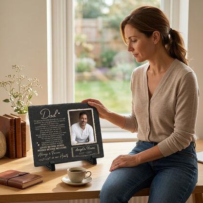 Personalized Dad Memorial Garden Stone – Rectangle Slate Gift for Loss of Father - Image 4