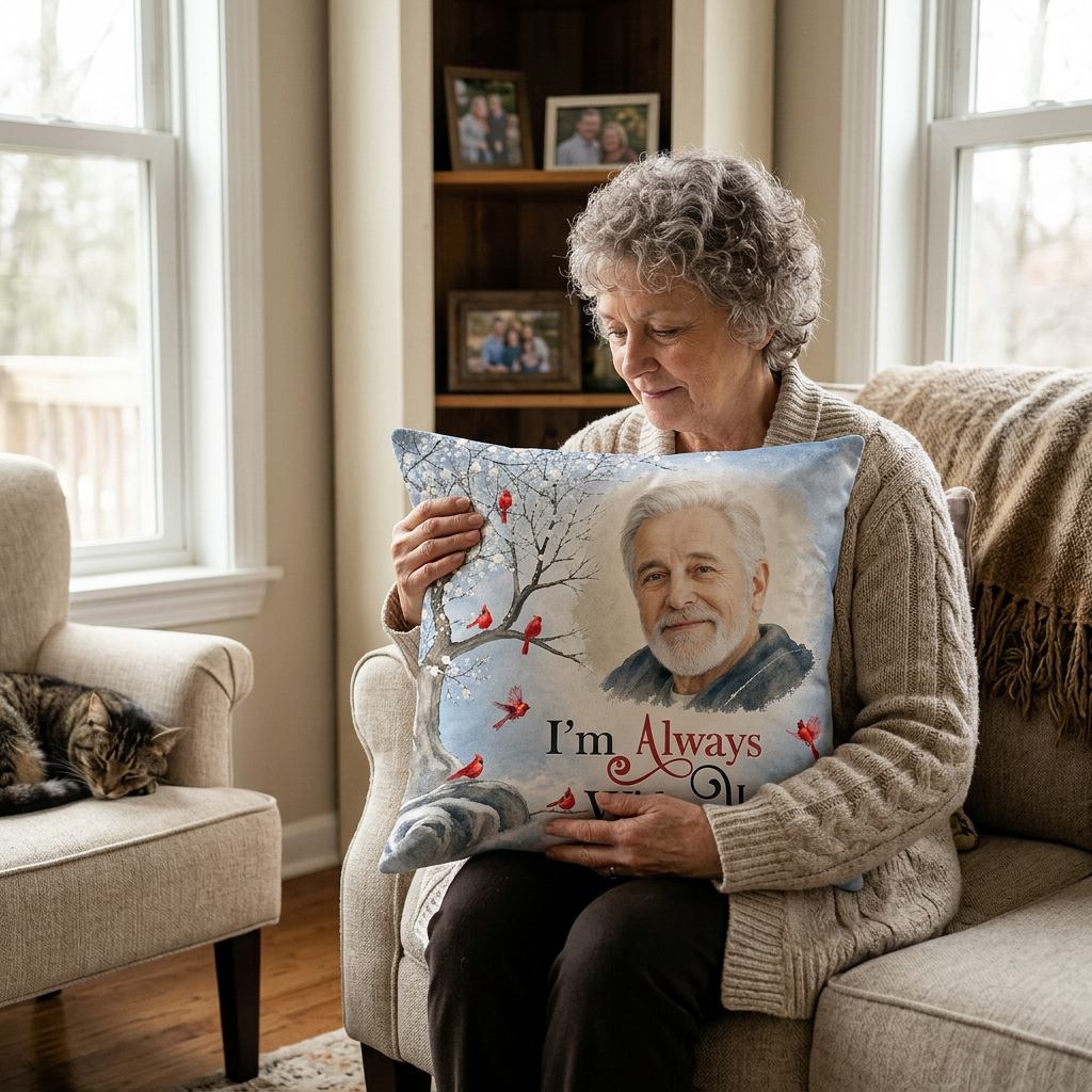 Personalized Memorial Photo Pillow - I'm Always With You Cardinal Sympathy Gift for Loss of Loved One - Image 4