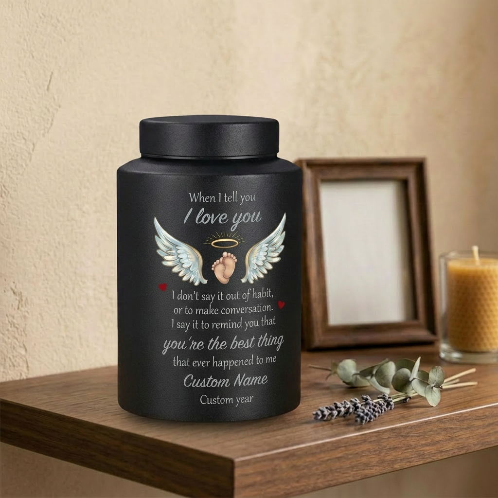 Personalized Angel Wings Stainless Steel Large Urn When I Tell You I Love You Quote for Spouse Child Baby Boy Girl Partner Tribute Memorial Keepsake Urn, Memorial Gift, In Loving Memory - Image 4
