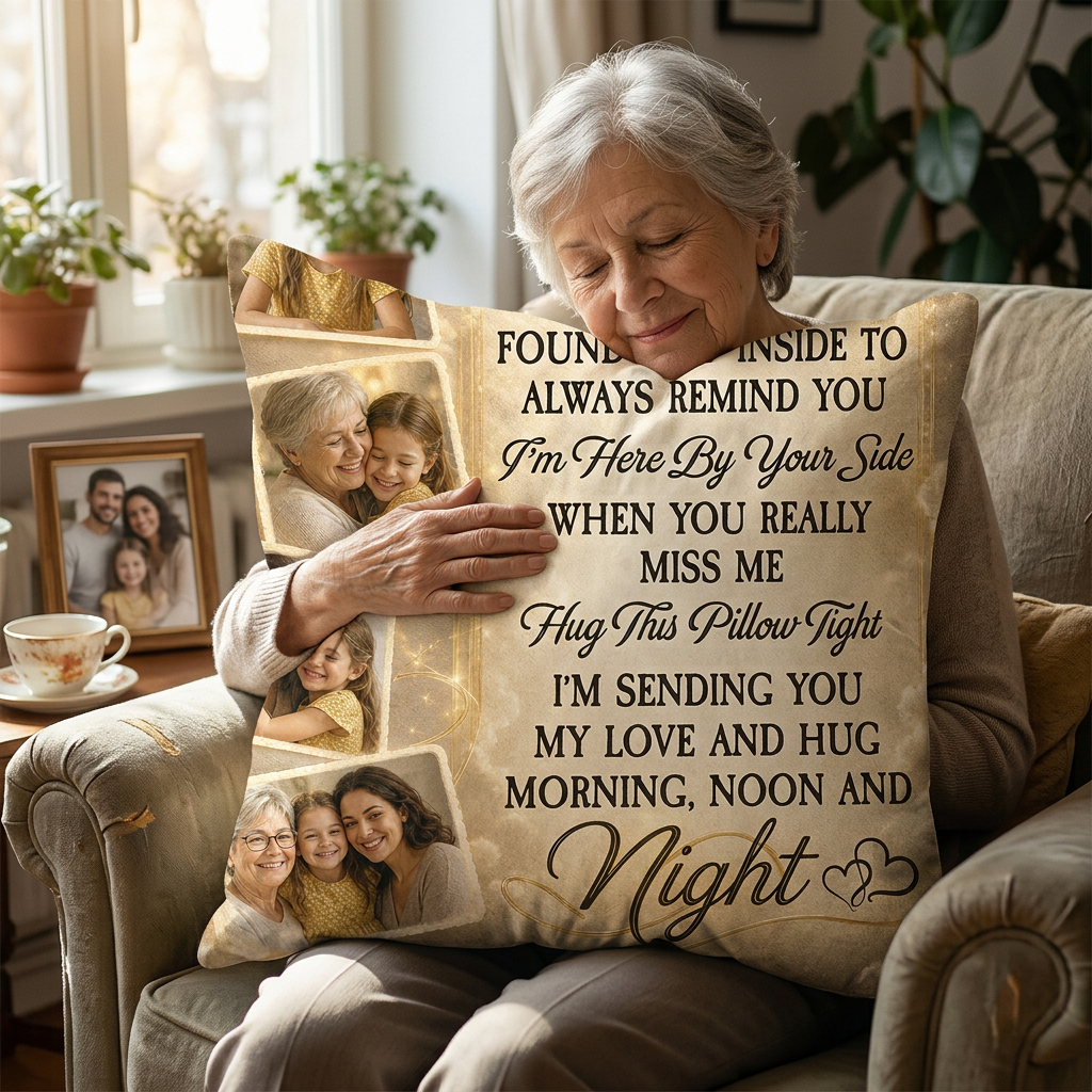 Personalized Photo Memorial Pillow - A Hug Sent From Heaven Sympathy Gift For Family Loss - Image 4