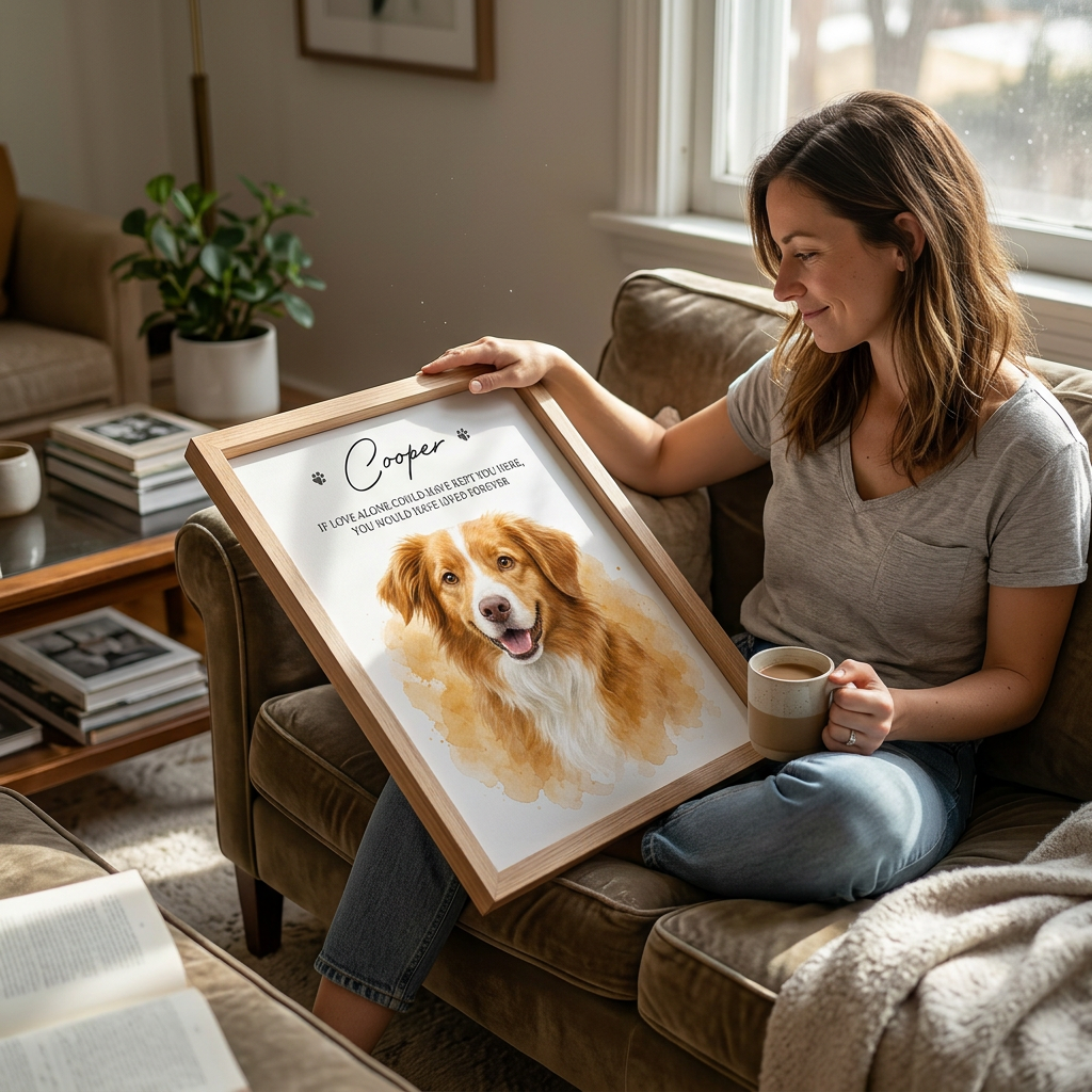Personalized Dog Memorial Portrait Watercolor Wall Canvas, Pet Loss Gift - Image 4