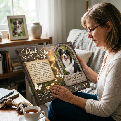 Personalized Pet Memorial Canvas, Rainbow Bridge Dog Loss Gift, Custom Photo Sympathy Wall Art - Image 4