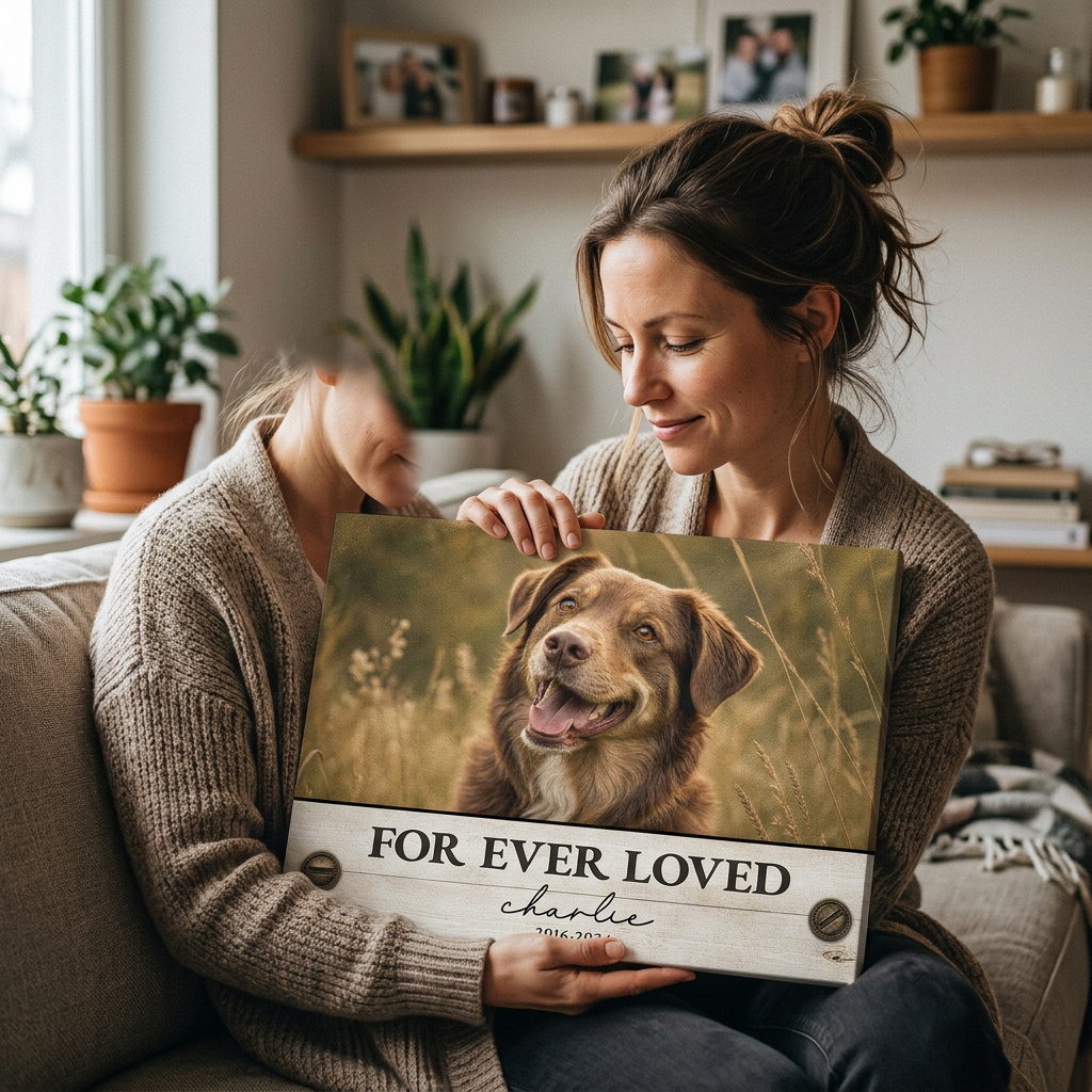Personalized Pet Memorial Wall Canvas Custom Dog Photo Memorial Sign Forever Loved - Image 4
