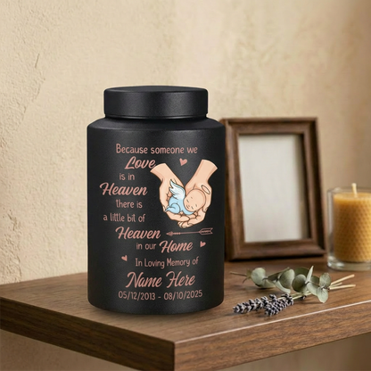 Personalized Sleeping Baby Angel Wings Stainless Steel Urn for Infant Loss Miscarriage Baby Boy Girl Decorative Display Small Large Memorial Keepsake Urn, Memorial Gift, In Loving Memory - Image 4