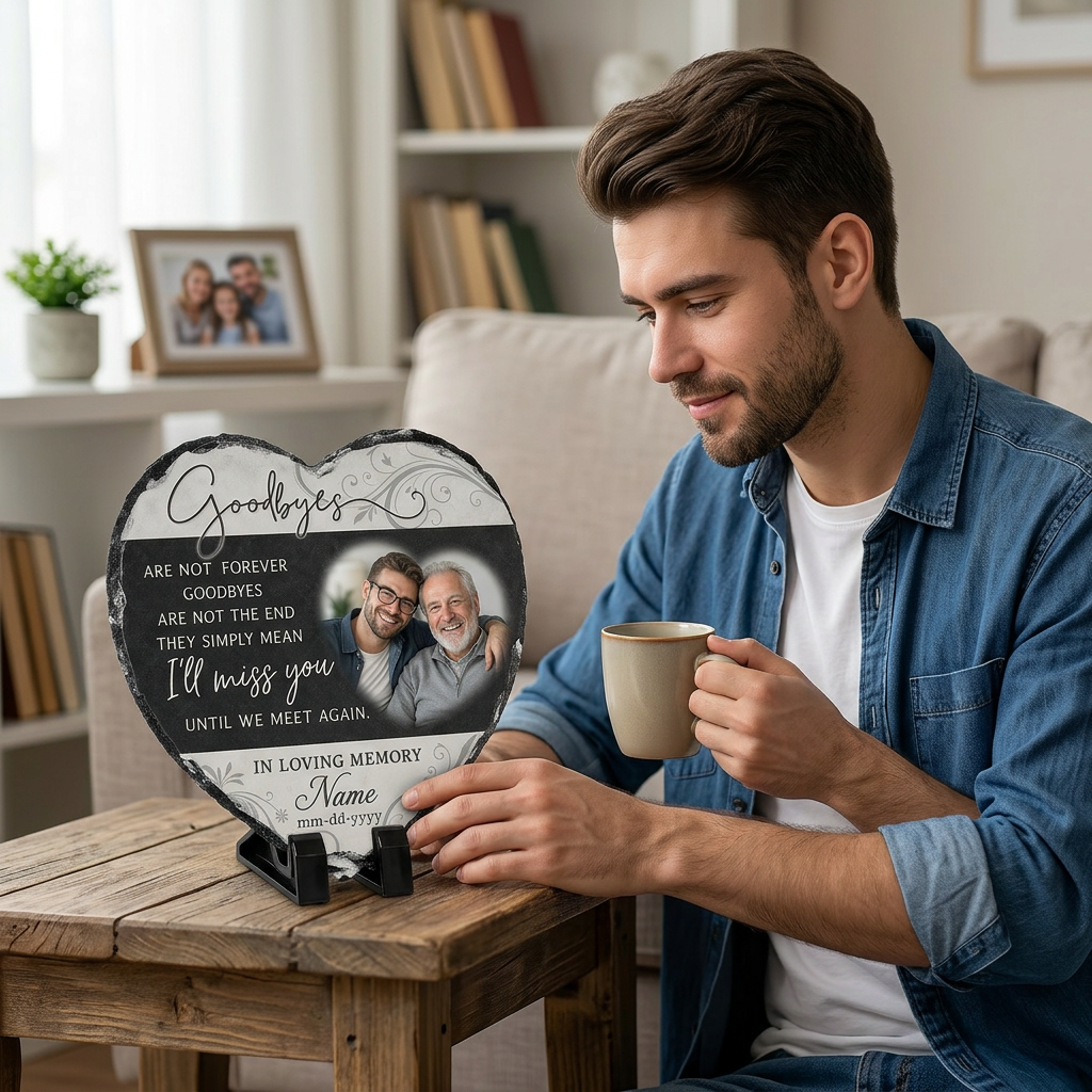 Personalized Heart-Shaped Memorial Slate with Photo – In Loving Memory Gift - Image 4