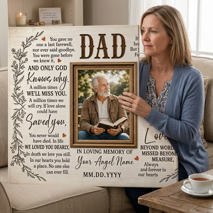 Personalized Loss of Father Memorial Wall Canvas Photo Print Dad Sympathy Remembrance Gift - Image 4