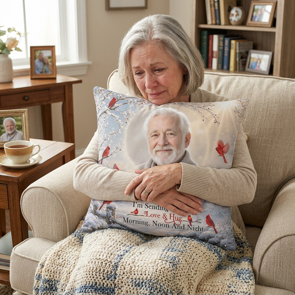 Personalized Photo Memorial Pillow, A Hug From Heaven Keepsake Sympathy Gift for Loss of a Loved One - Image 4