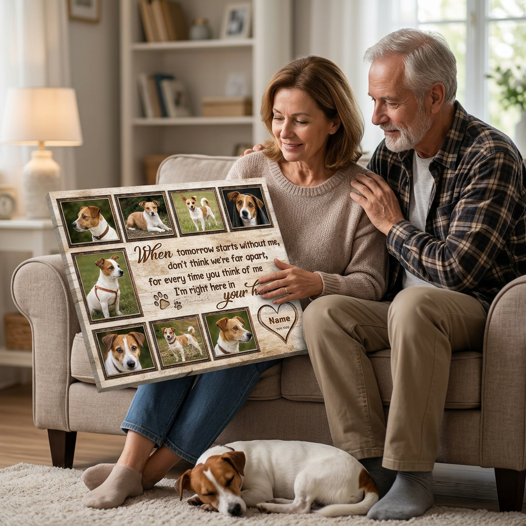 Personalized Dog Memorial Photo Collage Canvas - Custom Pet Loss Gift Wall Art - Image 4