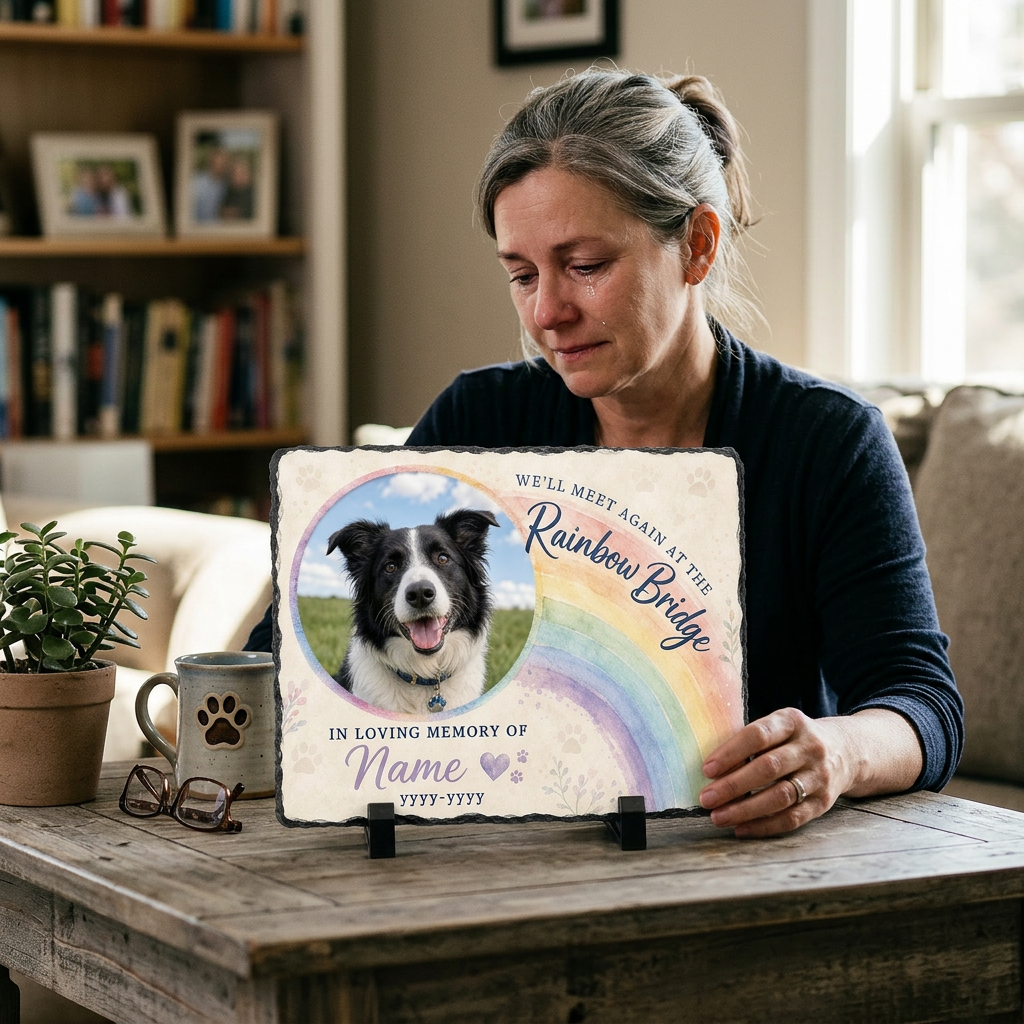 Personalized Dog Memorial Slate Garden Stone – Rainbow Bridge Pet Loss Gift - Image 4
