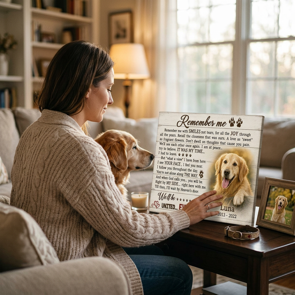 Personalized Dog Memorial Photo Canvas Print, Pet Loss Sympathy Gift, Remember Me Wall Sign - Image 4
