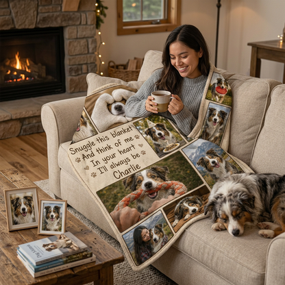 Personalized Pet Memorial Photo Collage Fleece Blanket - Dog Loss Sympathy Gift for Owners - Image 4