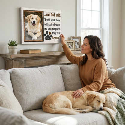 Personalized Dog Memorial Canvas Custom Pet Photo Wall Art God Said Angels Gift - Image 4