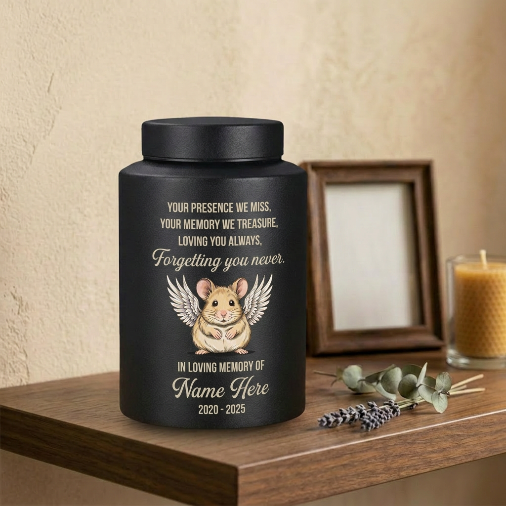 Personalized Hamster Guinea Pig Pet Stainless Steel Cremation Urn Small Animal Ashes Container Bereavement Sympathy Present Large or Small Memorial Keepsake Urn, Memorial Gift, In Loving Memory - Image 4