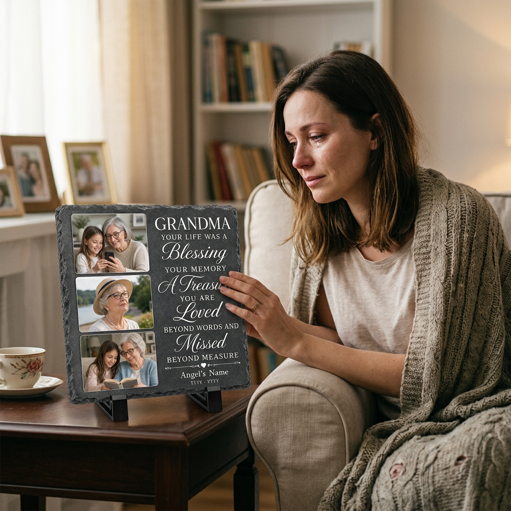 Personalized Grandma Memorial Photo Slate Stone, In Memory Of Grandmother Gift - Image 4